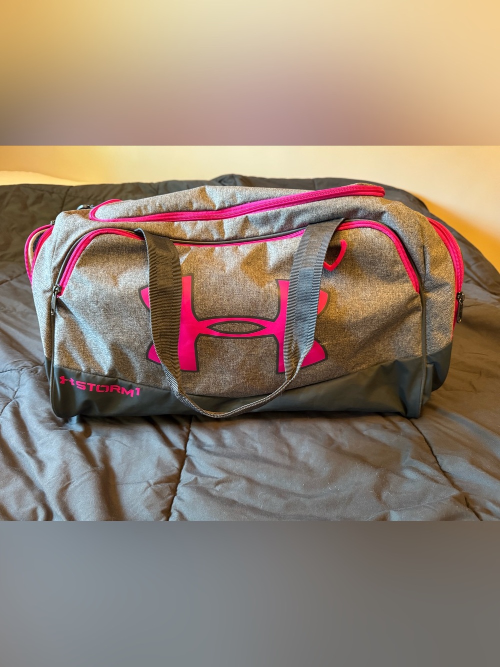 Under Armour Gray and Hot Pink Storm1 Travel Duffle